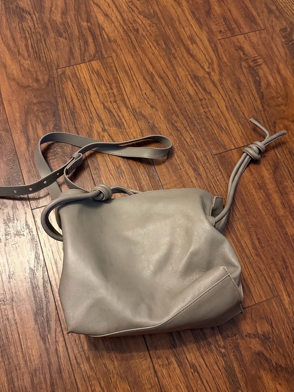 Club Monaco Gray Leather Knot-Detail Crossbody